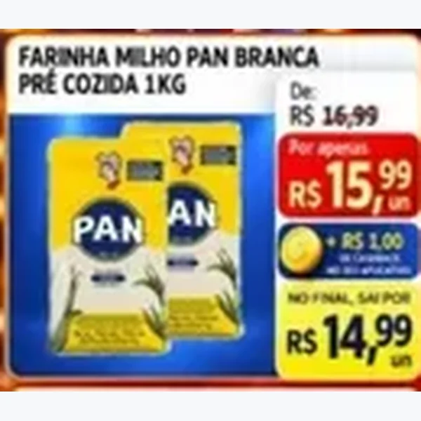 Farinha de Milho Branca Pré Cozida Pan 1 kg