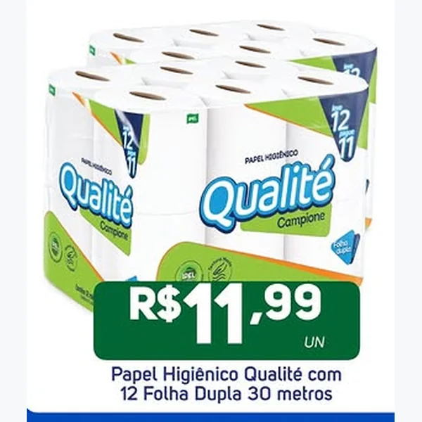 Papel Higiênico Folha Dupla Qualité 12 un × 30 un