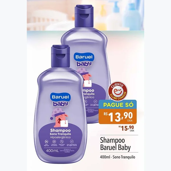 Recorte do encarte de Shampoo Sono Tranquilo Baruel Baby 400 ml