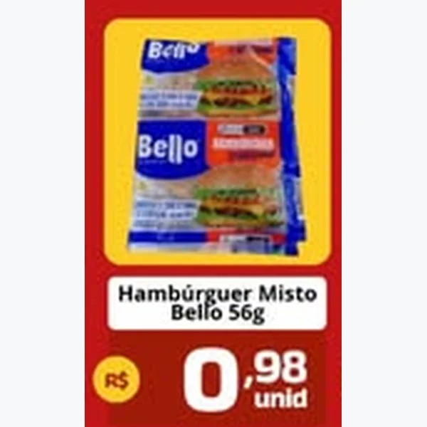 Recorte do encarte de Hambúrguer Misto Bello 56 g