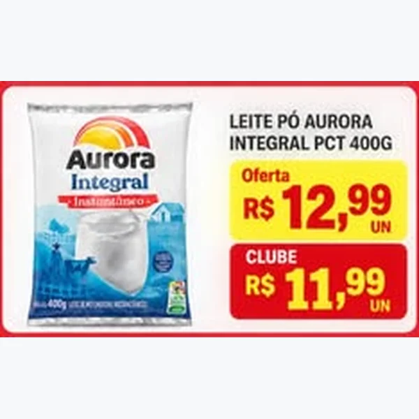 Recorte do encarte de Leite em Pó Integral Aurora 400 g