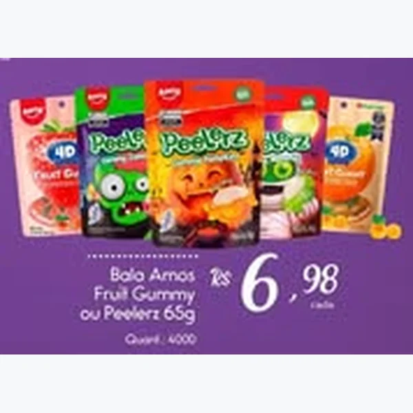 Recorte do encarte de Bala Fruit Gummy Amos 65 g