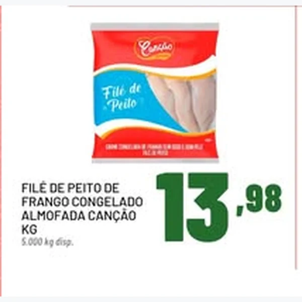 Recorte do encarte de Filé de Peito de Frango Congelado Almofada Canção