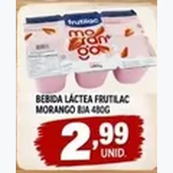Recorte do encarte de Bebida Láctea Morango Frutilac 480 g