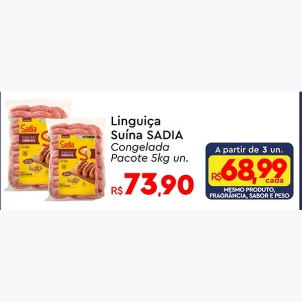Linguiça Suína Congelada SADIA 5 kg