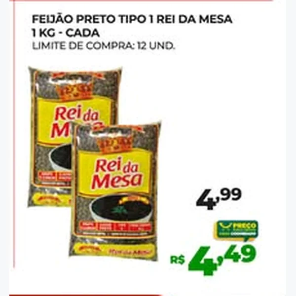 Feijão Preto Tipo 1 Rei da Mesa 1 kg
