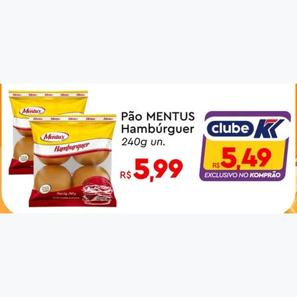Pão Hambúrguer MENTUS 240 g