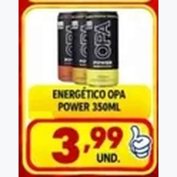 Recorte do encarte de Energético Opa Power 350 ml