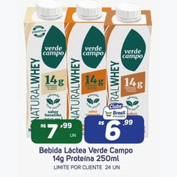Recorte do encarte de Bebida Láctea Natural Whey Verde Campo 250 ml