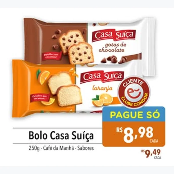 Recorte do encarte de Bolo Laranja Casa Suíça 250 g