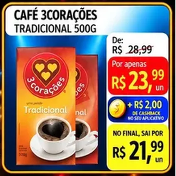 Café Tradicional 3 Corações 500 g