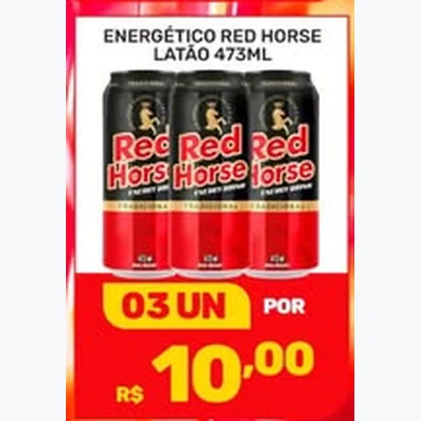 Recorte do encarte de Energético Red Horse 3 un × 473 ml
