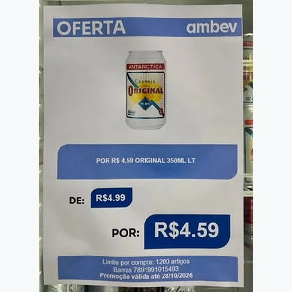 Recorte do encarte de Cerveja Original 350 ml