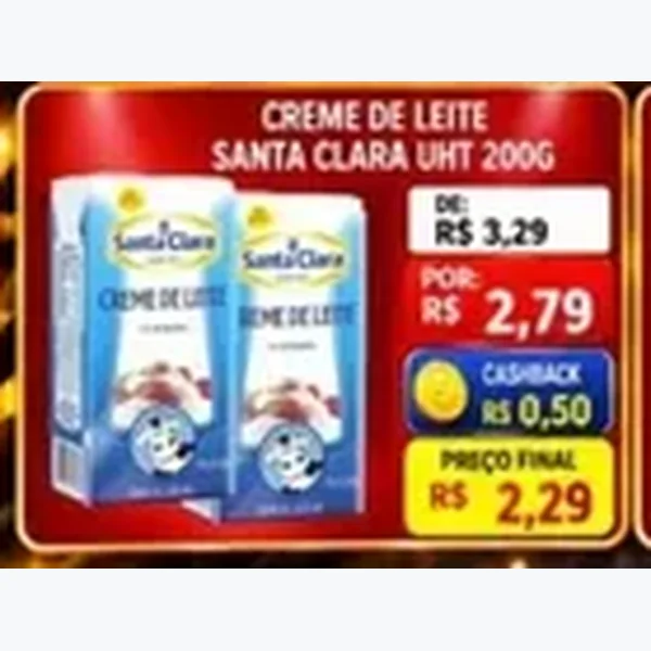 Recorte do encarte de Creme de Leite Uht Santa Clara 200 g