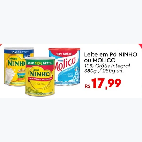 Recorte do encarte de Leite em Pó Integral Ninho 380 g