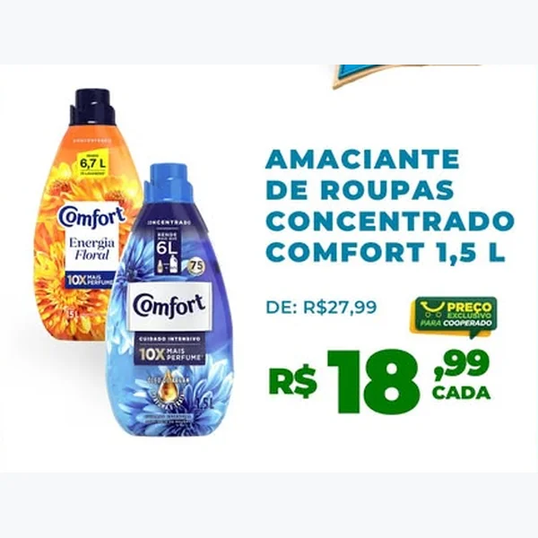 Recorte do encarte de Amaciante de Roupas Concentrado Comfort 1,5 L