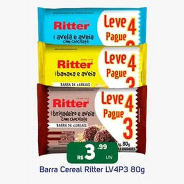 Recorte do encarte de Barra de Cereal Avelã e Aveia Ritter 80 g