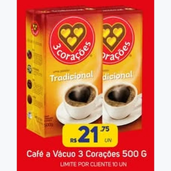Recorte do encarte de Café a Vácuo 3 Corações 500 g