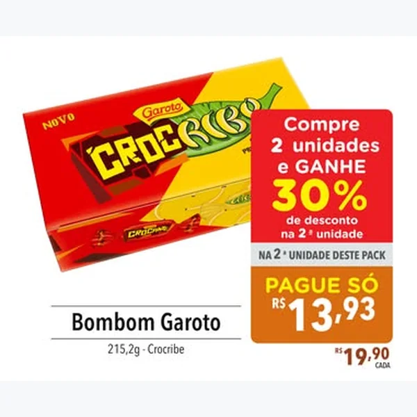 Recorte do encarte de Bombom Crocribe Garoto 215,2 g