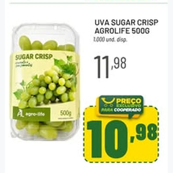 Recorte do encarte de Uva Sugar Crisp Agrolife 500 g