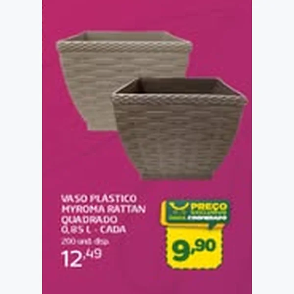 Recorte do encarte de Vaso Plástico Rattan Quadrado Myroma 0,85 L