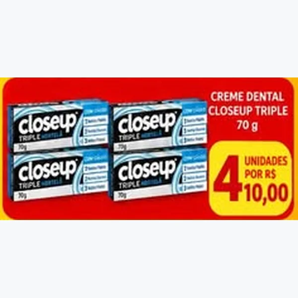 Recorte do encarte de Creme Dental Triple Closeup 70 g