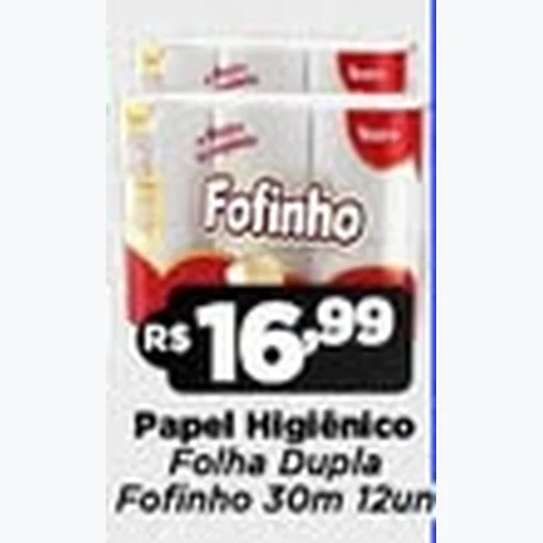 Papel Higiênico Folha Dupla Fofinho 12 un × 30 un