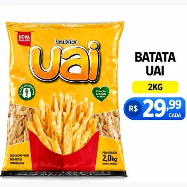 Batata Pré-frita Congelada Uai 2 kg