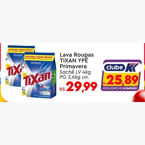 Lava Roupas Primavera Tixan Ypê 4 kg