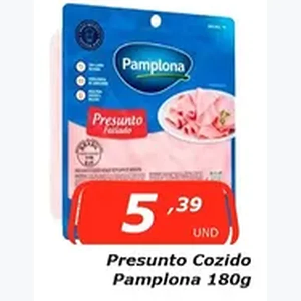 Recorte do encarte de Presunto Cozido Pamplona 180 g