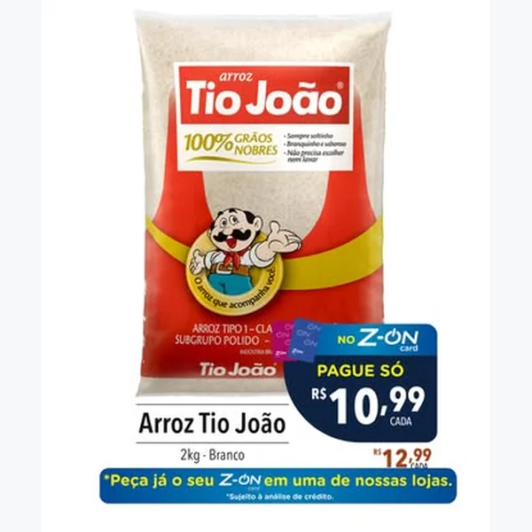Recorte do encarte de Arroz Branco Tio João 2 kg