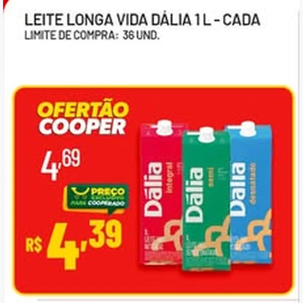Recorte do encarte de Leite Longa Vida Dália 1 L