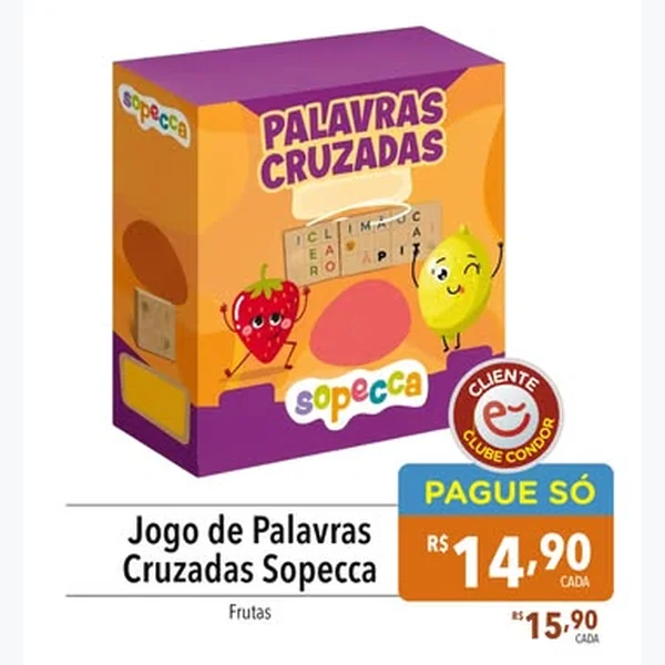 Recorte do encarte de Jogo de Palavras Cruzadas Sopecca