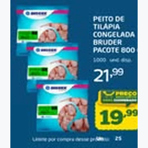 Peito de Tilápia Congelada Bruder 800 g