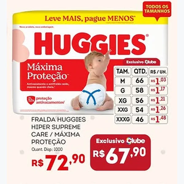 Fralda Máxima Proteção Huggies