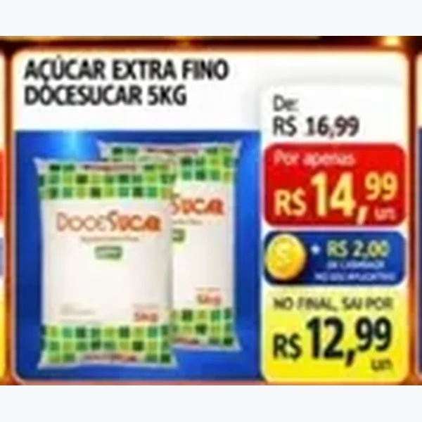 Recorte do encarte de Açúcar Extra Fino Doceçúcar 5 kg