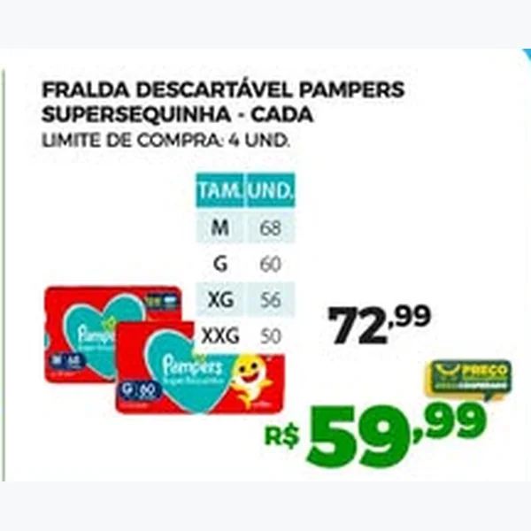 Recorte do encarte de Fralda Descartável Supersequinha Pampers