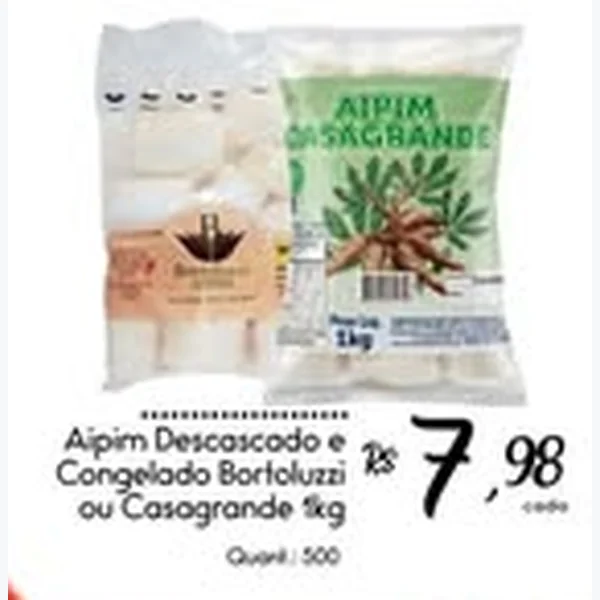 Recorte do encarte de Aipim Descascado e Congelado Bortoluzzi 1 kg