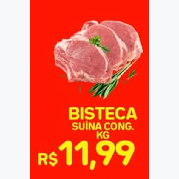 Recorte do encarte de Bisteca Suína Congelada