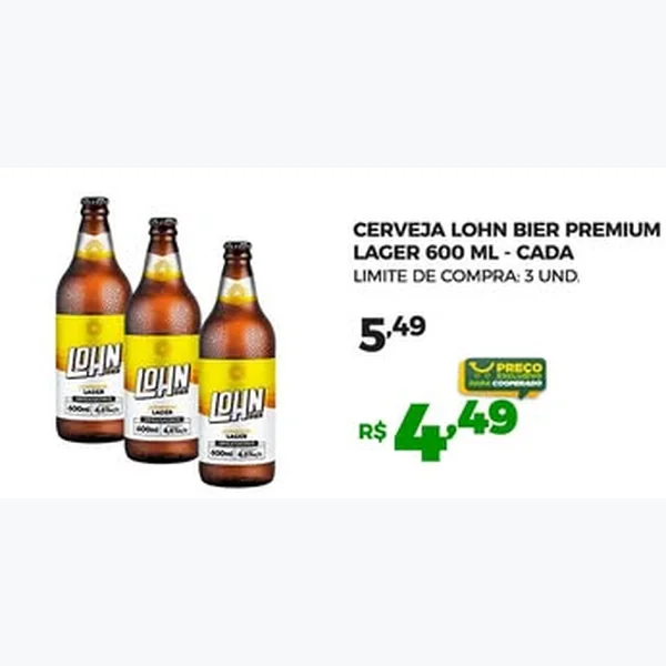 Cerveja Premium Lager Lohn Bier 600 ml