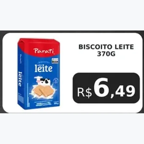 Recorte do encarte de Biscoito Leite Parati 370 g