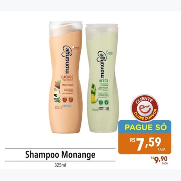 Recorte do encarte de Shampoo Cachos Definidos Monange 325 ml
