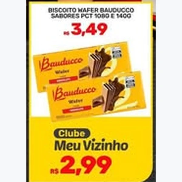 Recorte do encarte de Biscoito Wafer Bauducco 140 g