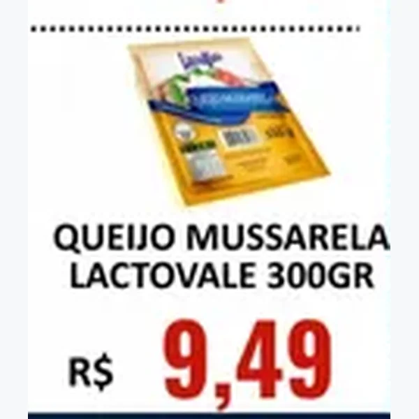 Recorte do encarte de Queijo Mussarela Lactovale 300 g