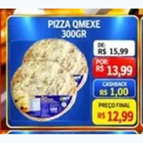 Recorte do encarte de Pizza Qmexe 300 g