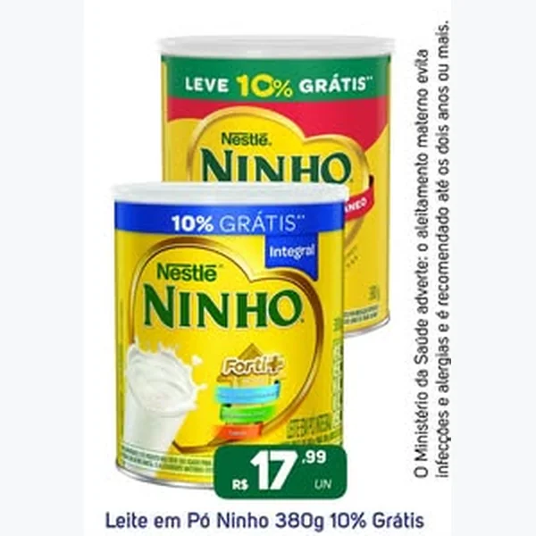 Recorte do encarte de Leite em Pó Integral Forti+ Ninho 380 g