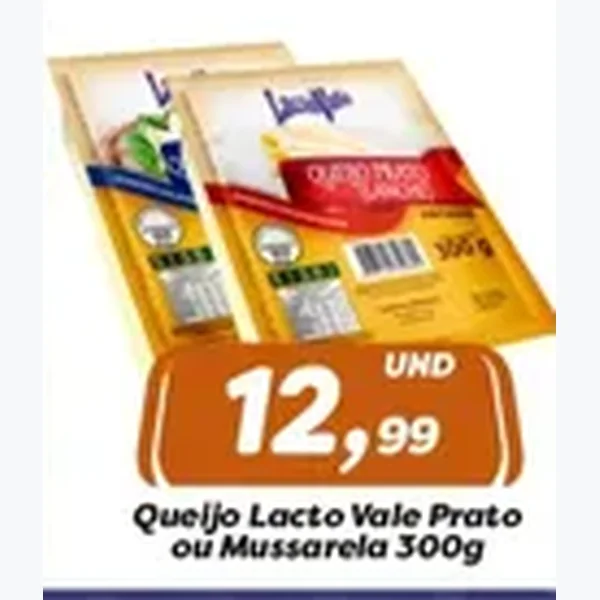 Recorte do encarte de Queijo Prato Lacto Vale 300 g
