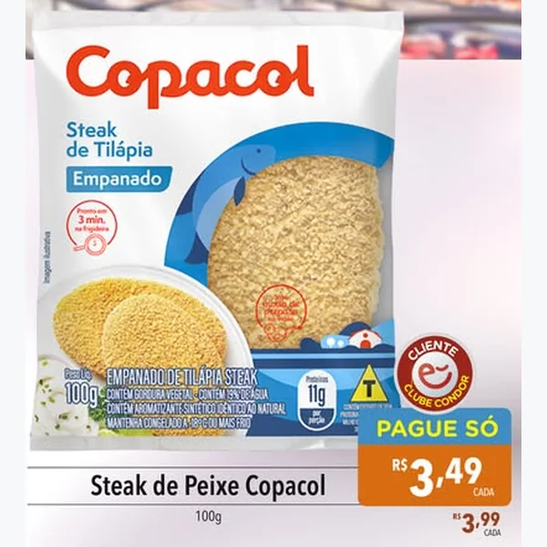 Steak de Tilápia Empanado Copacol 100 g