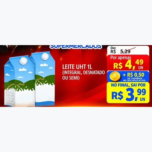 Recorte do encarte de Leite Uht Integral 1 L