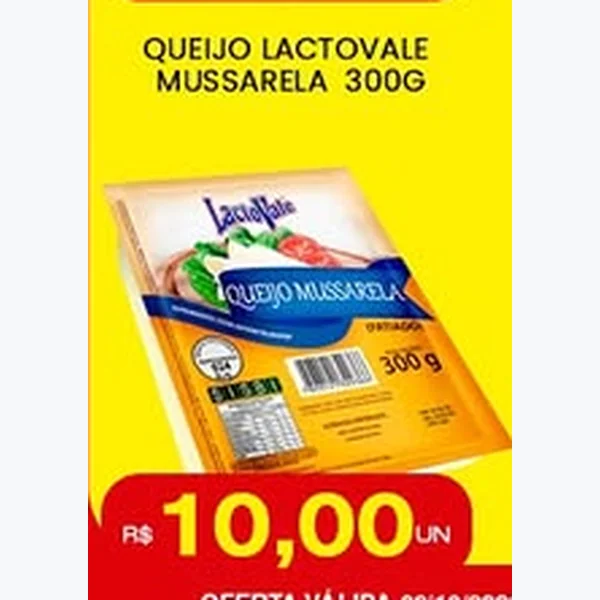 Recorte do encarte de Queijo Mussarela Lactovale 300 g